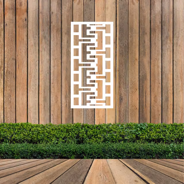 Laser Hut Modern Geometric Rectangular Metal Wall Art in White and Black