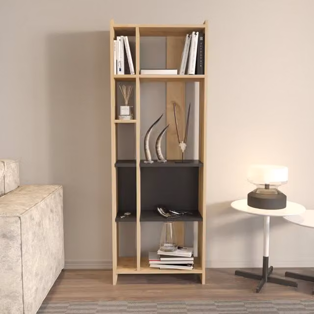 Decorotika Abis 5-Tier Modern Bookcase Shelving Unit in Anthracite and Brown