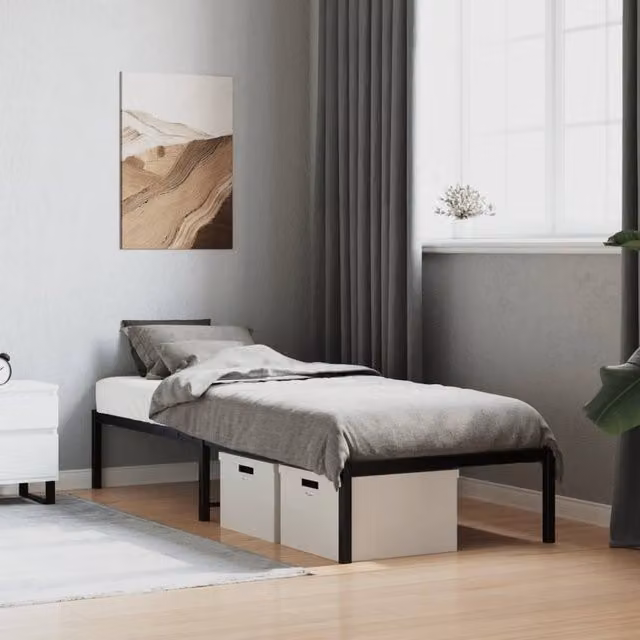 Berkfield Home Metal Bed Frame in Black, Small Single, W/D/H: 75 x 190 cm – 1