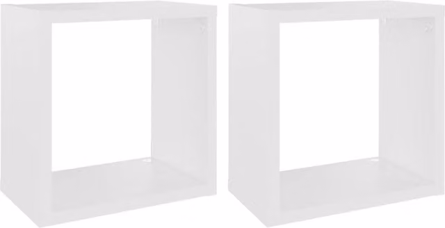 Berkfield Home Wall Mounted Cube Shelves, 2 Pack, White, W/D/H: 26 x 15 x 26 cm