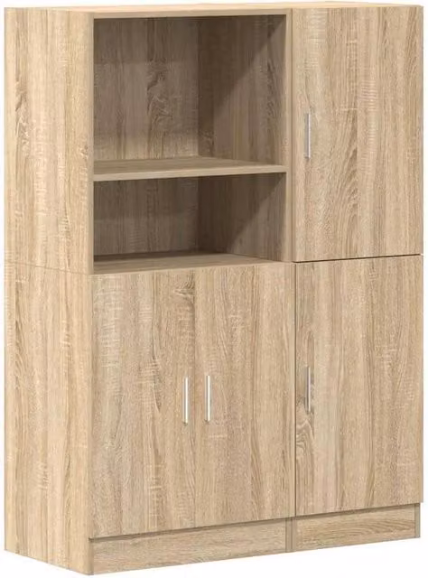 Berkfield Home 2 Piece Modern Wall Mounted Kitchen Cabinet Set in Sonoma Oak Brown – 1