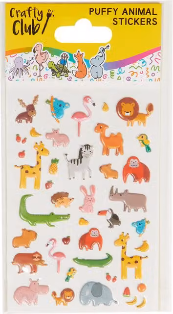Crafty Club Puffy Animal Sticker Sheet in Multicolour