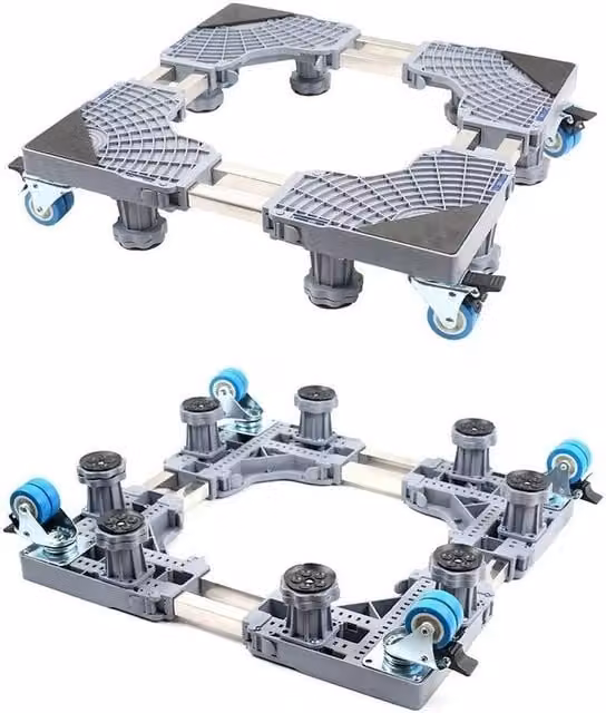 SPETLEK Adjustable Washing Machine Stand Base with 4 Locking Wheels in Grey, W/D/H: 52 x 52 x 4.1 cm – 1