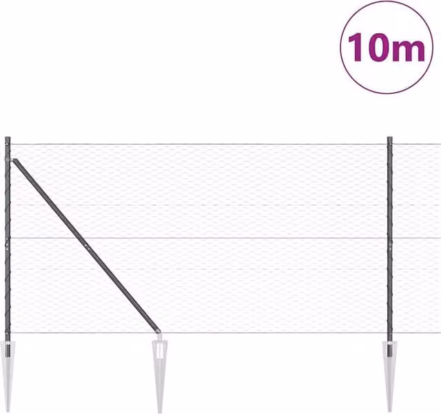 Berkfield Home Hexagon Steel Fence, Grey, W: 140 cm, L: 10 m – 1