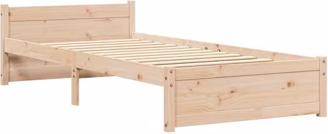 Berkfield Home Beautiful Solid Wood Pine Bed Frame with Lift Up Base, Beige, W/D/H: 75 x 190 x 80.5 cm