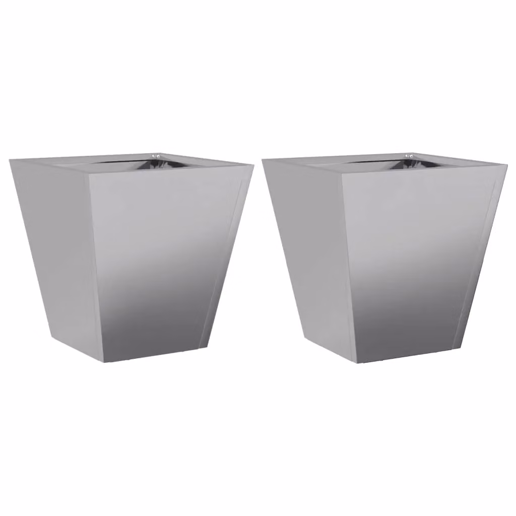 Berkfield Home Galvanised Steel Garden Planter Tubs in Grey, 2 Pack, W/D/H: 30 x 30 x 30 cm – 2