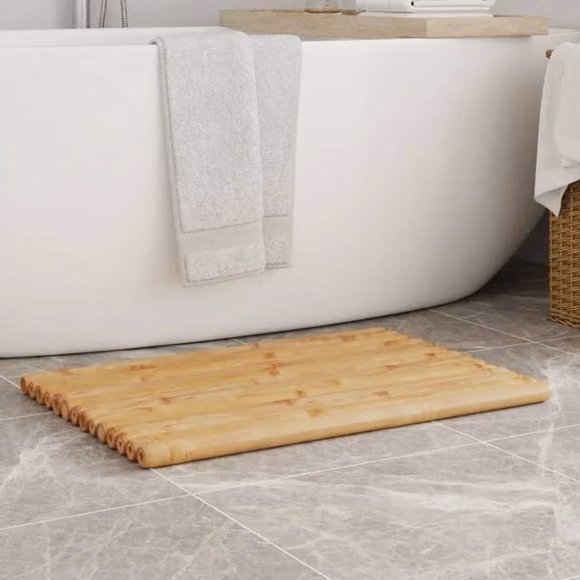 Berkfield Home Bamboo Bath Mats, 2 Pack, Brown, W: 70 cm, D: 50 cm