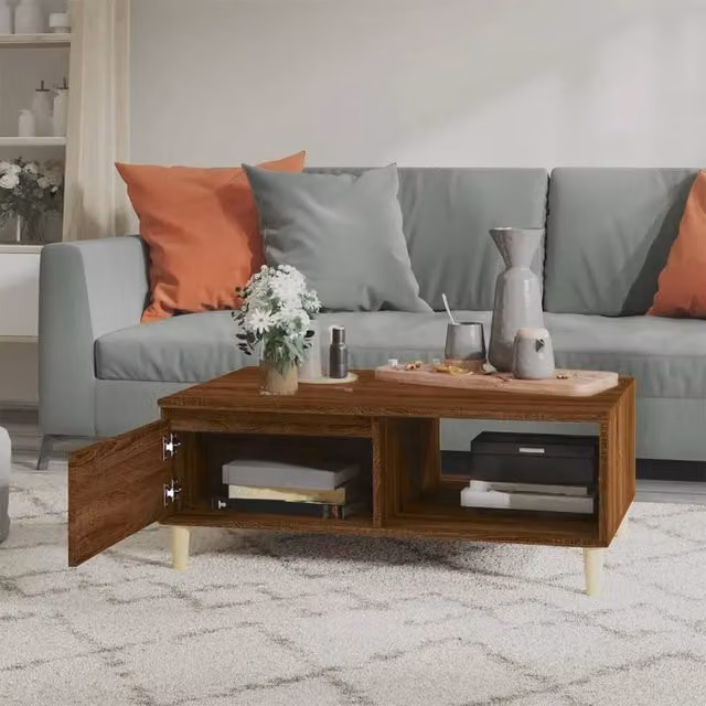 Berkfield Home Decorative Coffee Table in Brown Oak, W/D/H: 90 x 60 x 35 cm – 1