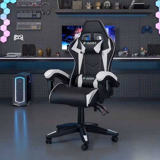 Gartistgo Ergonomic Gaming Chair in Black with Synthetic Leather and Metal Frame – 1