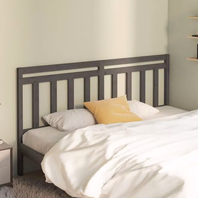 Berkfield Home Grey Solid Pine Wood Bed Headboard, W: 186 cm, D: 4 cm, H: 100 cm – 1