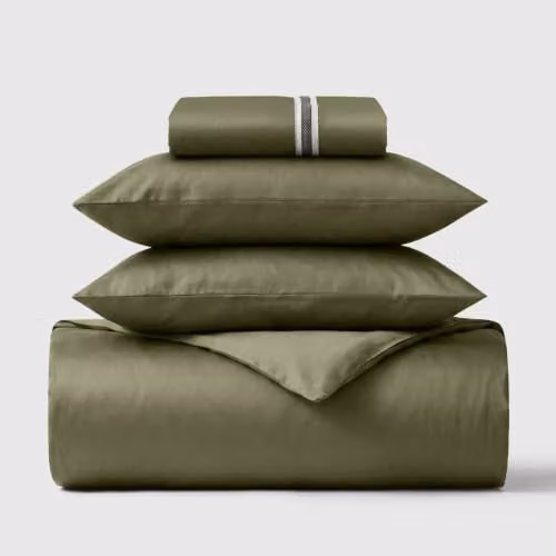 Bedable 460 Thread Count 100% Cotton Sateen Bedding Set in Green, Super King