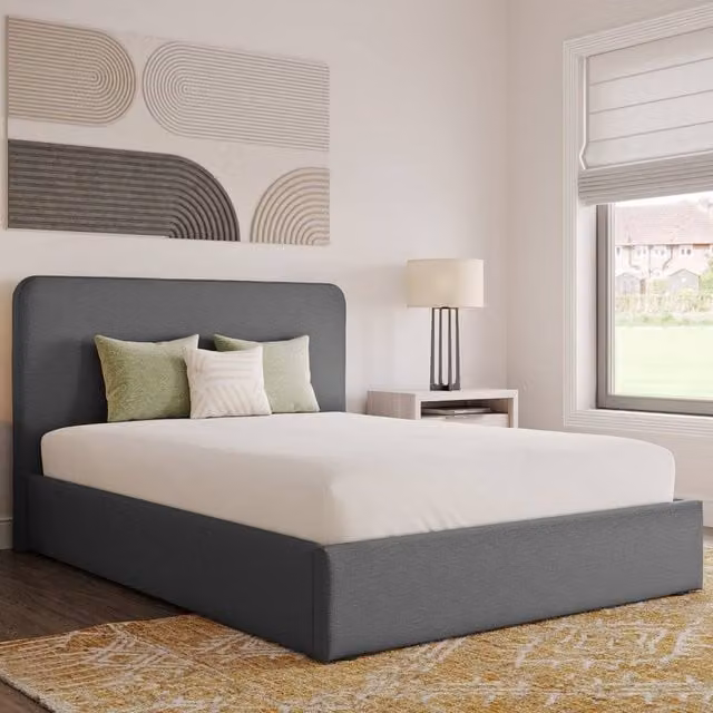 Snuggle Beds Holden Upholstered Ottoman Bed in Grey, W/D/H: 150 x 200 cm – 1