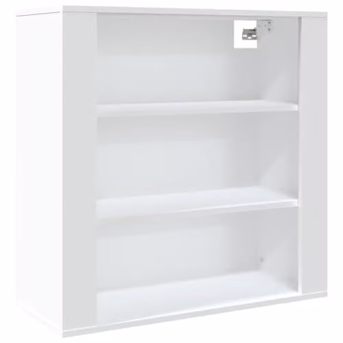 vidaXL White MDF Wall Mounted Cabinet with Hinged Doors and Open Shelf, W: 80 cm, D: 33 cm, H: 80 cm