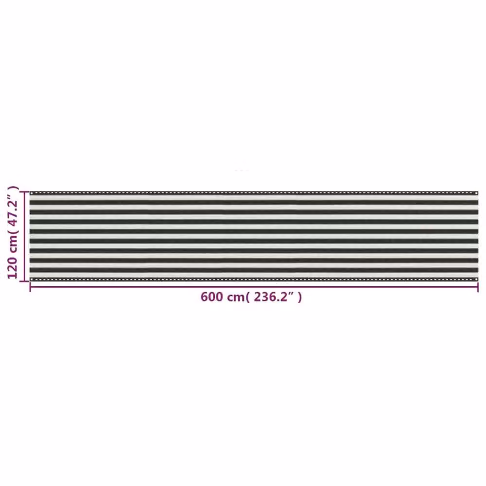 Berkfield Home Balcony Screen in Anthracite, White and Black, W: 120 cm, H: 600 cm – 4
