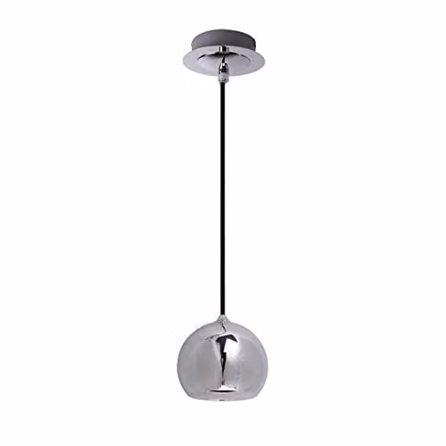 Italux James Modern 1 Light Dome Pendant Ceiling Light, GU10, Grey and Chrome
