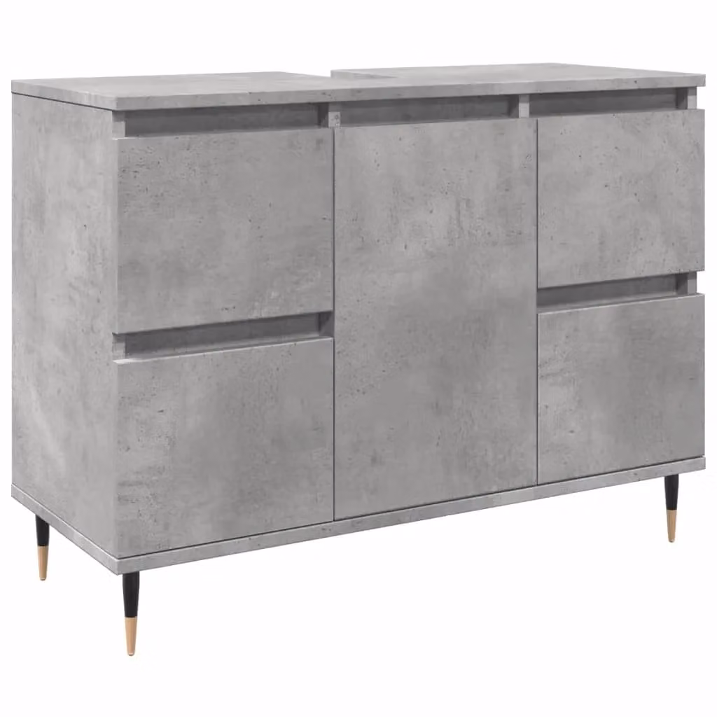 Berkfield Home Industrial Bathroom Cabinet in Concrete Grey, W: 80 cm, D: 33 cm, H: 60 cm – 2