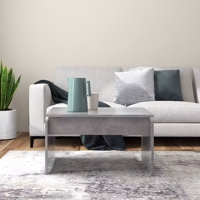 Berkfield Home Modern Rectangular Coffee Table in Concrete Grey, W/D/H: 68 x 50 x 38 cm