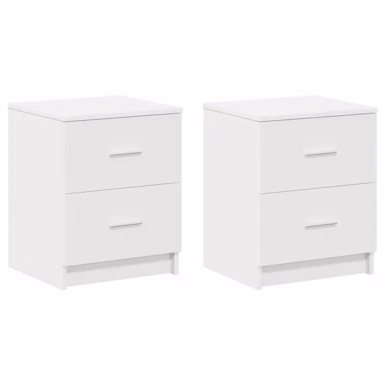 Berkfield Home Set of 2 Bedside Cabinets with 2 Drawers, White and Black, W/D/H: 40 x 36 x 50 cm