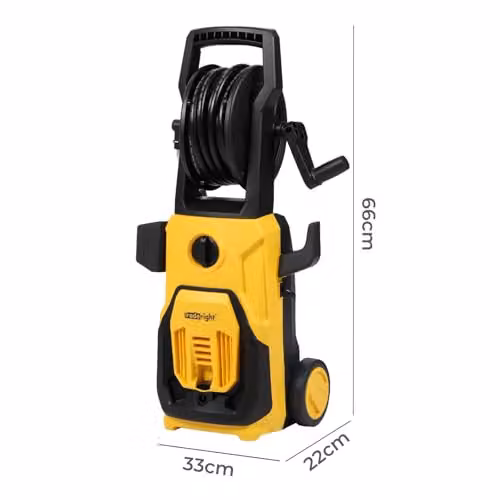 Traderight Yellow High-Pressure Washer with 1800W Motor, 135 Bar Pressure, 480 L/H Flow Rate, Adjustable Nozzle, 11m Hose and Foam Cannon – 8
