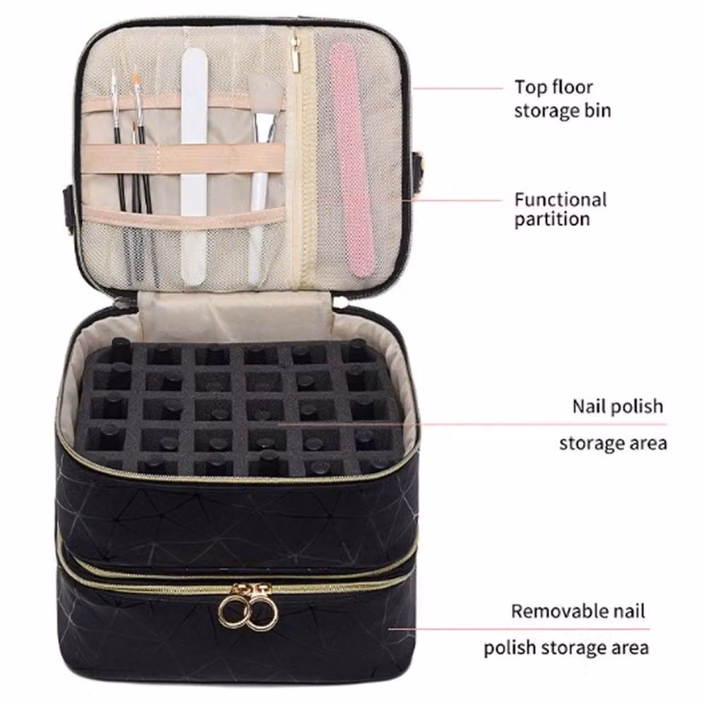 FLAVORA Nail Polish Organizer Storage Bag in Black, Medium – 4