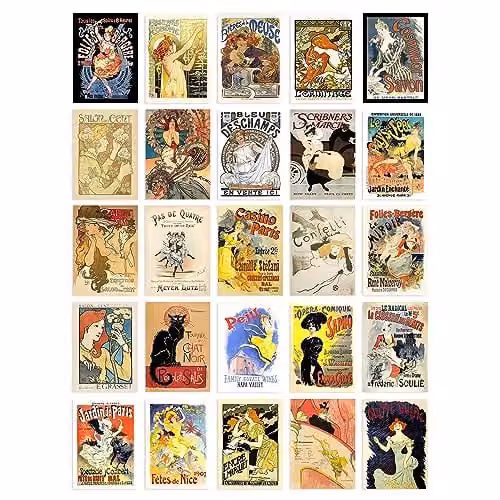 Artery8 50 Piece Old French Advertising Aesthetic Collage Kit Multicolour Paper Wall Art Prints, W: 15 cm, H: 10 cm – 1