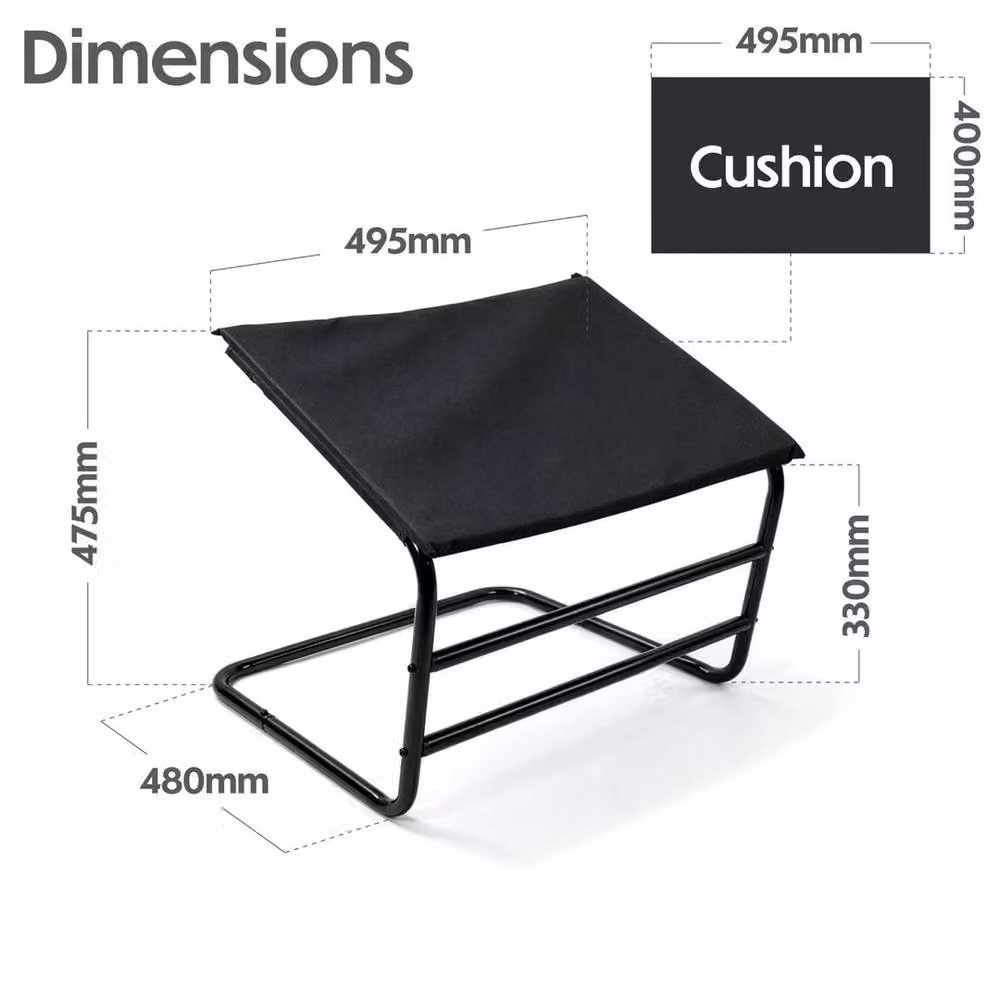 EONLION Padded Black Fabric Footstool with Metal Frame for Leg Elevation and Comfort – 2