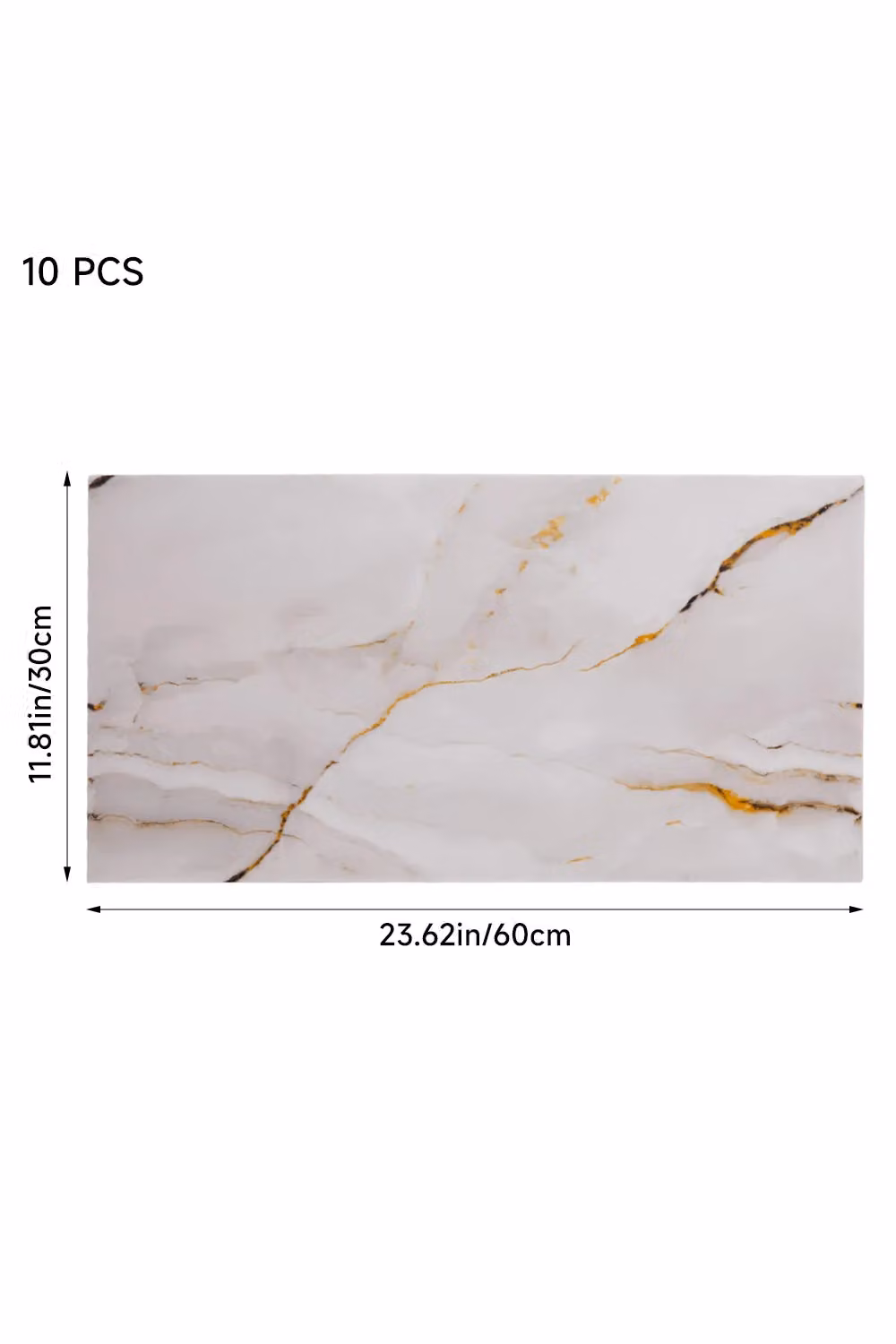 Living and Home 10pcs White and Gold Marble PVC Peel and Stick Wall Tile Stickers for Bathroom, Kitchen and Living Room – 2