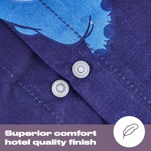 OHS Stitch Single Polycotton Duvet Cover and Pillowcase Set, Blue, Duvet Cover: 135 x 200 cm, Pillowcase: 48 x 74 cm – 3