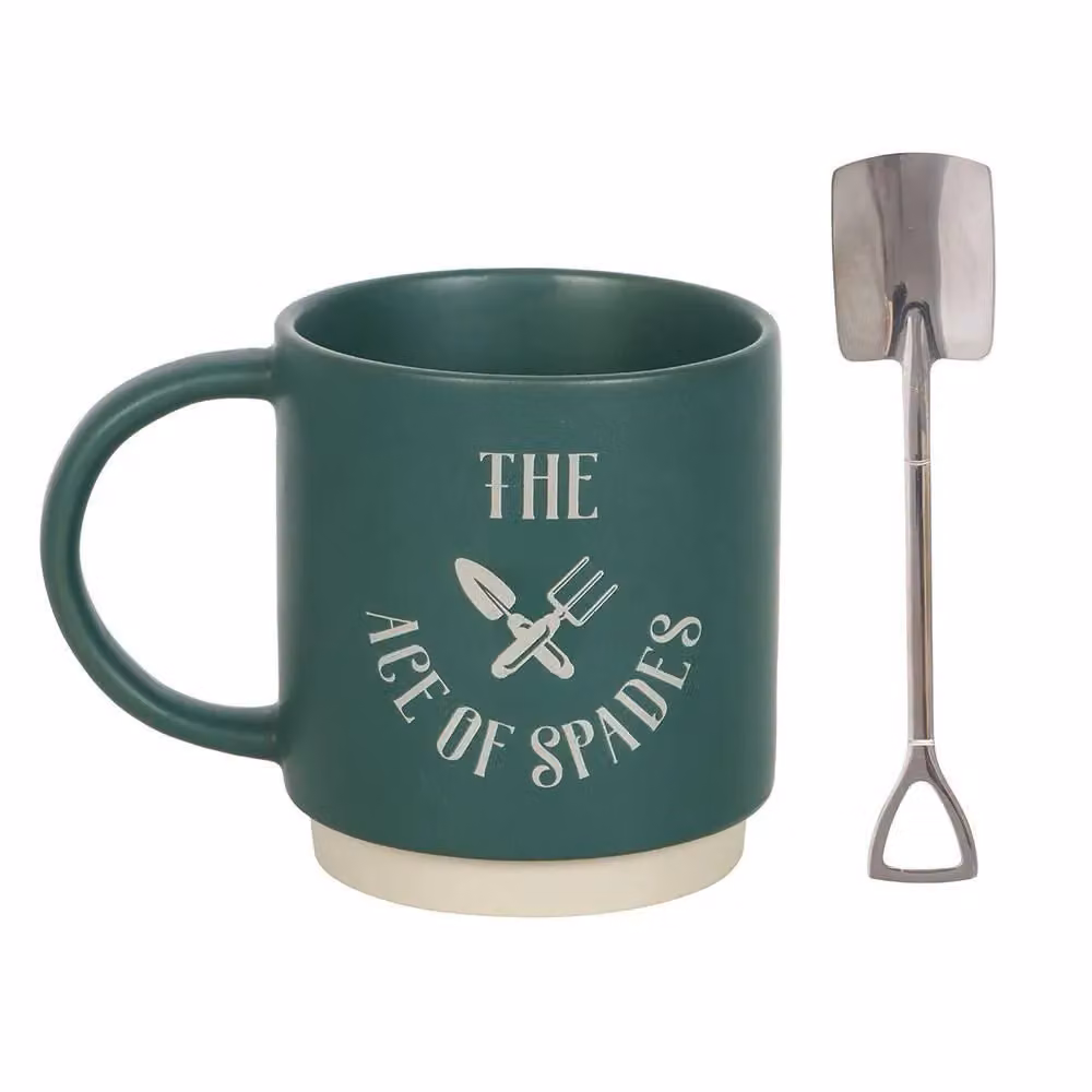 Something Different Ace of Spades Ceramic Mug Set in Light Green, 500 ml – 2
