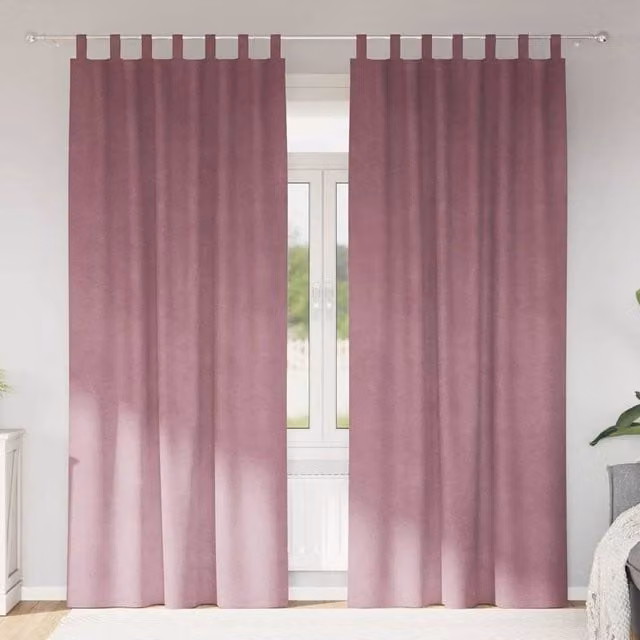 Berkfield Home Blackout Velvet Curtains with Hanging Loops, 2 Pack, Pink, W: 140 cm, H: 245 cm – 1