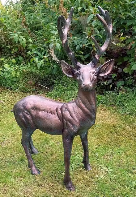 Inspirational Gifting Standing Stag Buck Ornament in Bronze Aluminium
