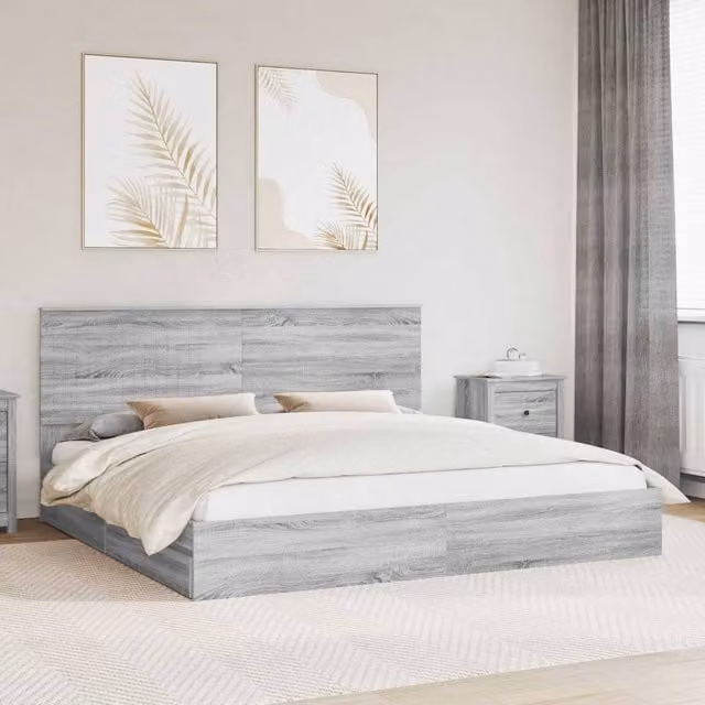 Berkfield Home Grey Sonoma Modern Storage Bed with Drawers, W/D/H: 200 x 200 cm