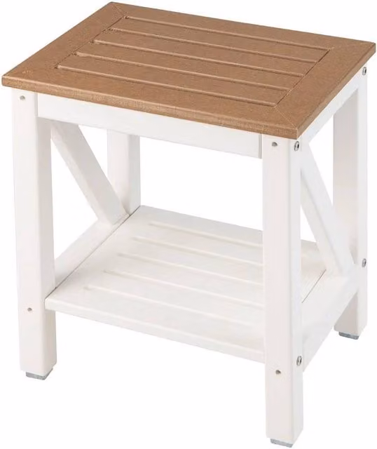 VOGREX Brown Bathroom Shower Stool with Storage Shelf – 1