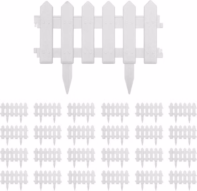Berkfield Home White Plastic Lawn Edgings, 25 Pieces, 10 m