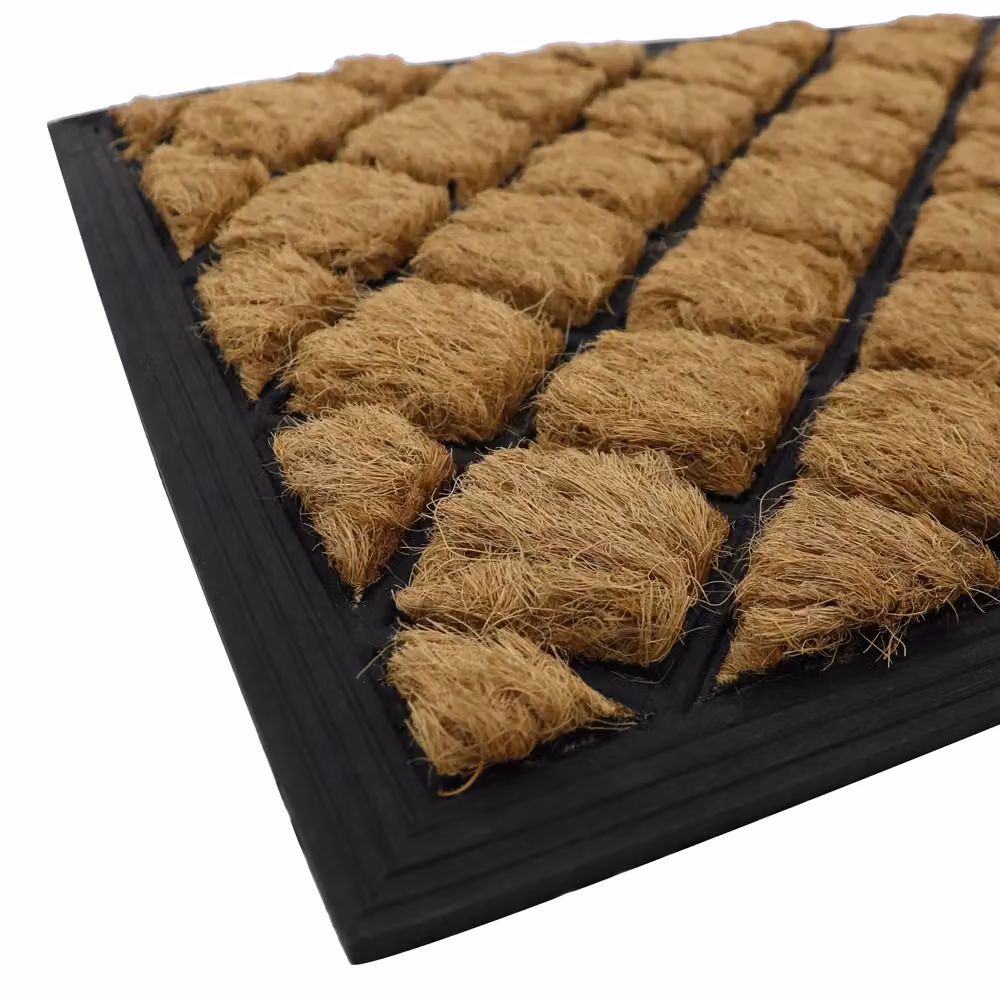 JVL Brown Diamond Grid Coir and Rubber Backed Tuffscrape Doormat, W: 40 cm, D: 70 cm – 2