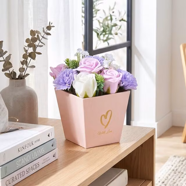 Livingandhome Purple Rose and Carnation Scented Soap Flower Gift Box