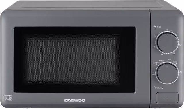 Daewoo Grey Solo Microwave with 20L Capacity, 800W Power and Timer