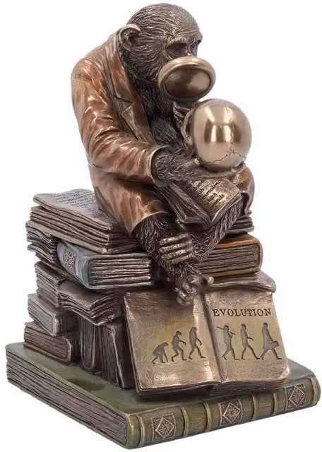 Nemesis Now Charles Darwin Chimpanzee Ornament in Bronze and Brown, Height: 17.5 cm
