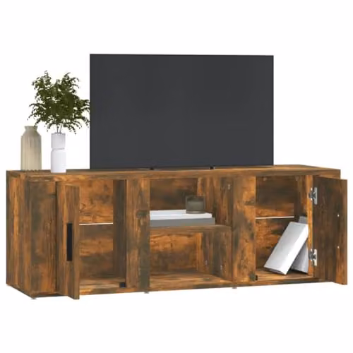vidaXL Smoke Oak TV Cabinet in Brown Wood, W/D/H: 100 x 31.5 x 35 cm – 4