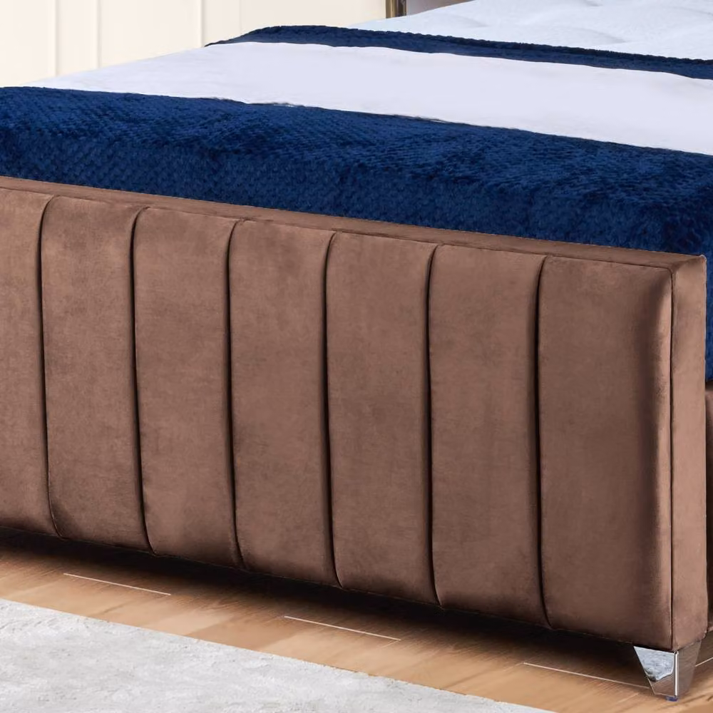 UK Bed Furniture Milano Upholstered Slatted Base Bed in Brown, Size: 90 x 200 cm – 3