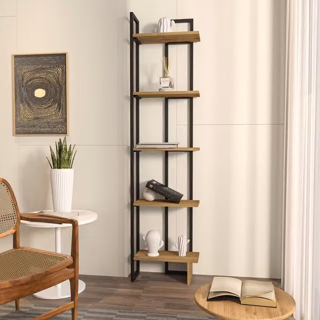 Decorotika Alice Corner Bookshelf in Black and Brown