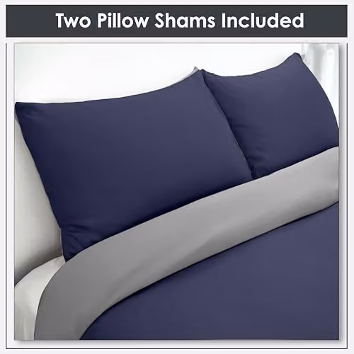 Voltico Reversible Microfibre Duvet Cover and Pillowcase Set in Blue and Grey – 2
