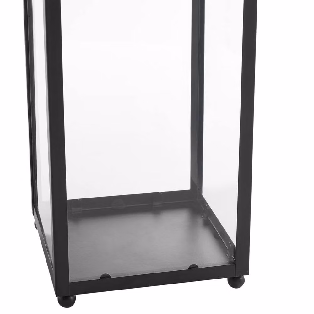 Wyld and Coco Nimbus Black Iron Industrial Modern Tabletop Pillar Candle Lantern, Height: 41 cm – 4