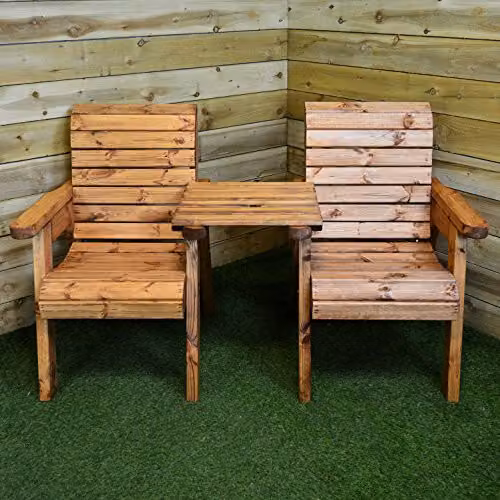 Samuel ALEXANDER Charles Taylor Hand Made 2 Seater Rustic Brown Wooden Garden Love Seat