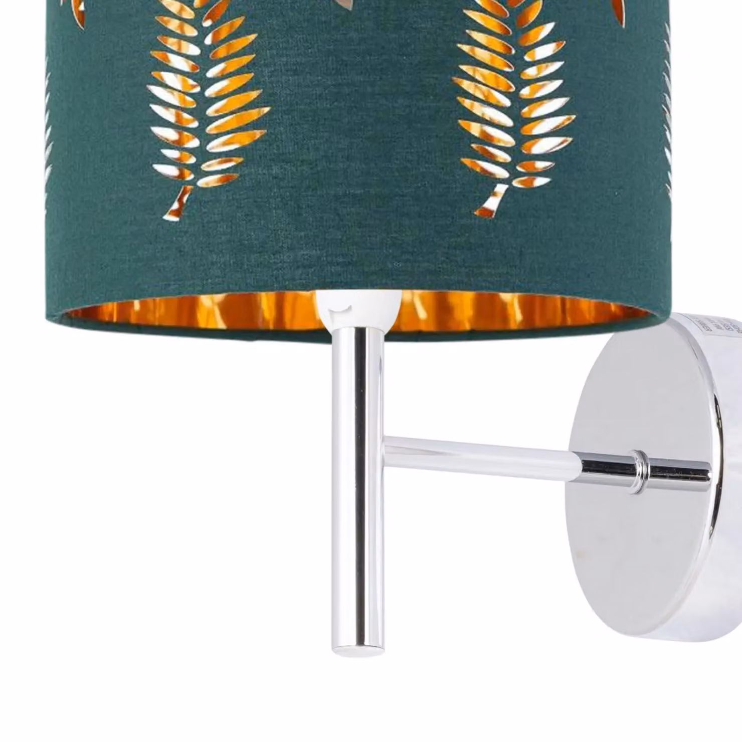 First Choice Lighting Brea Chrome Wall Light with Green Fabric Shade – 2