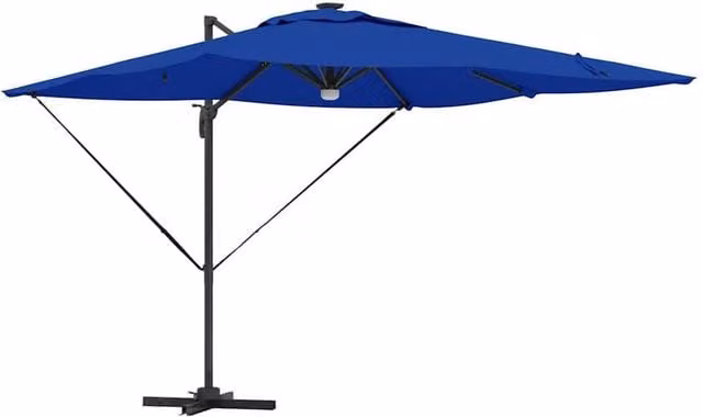 Berkfield Home Roma Cantilever Parasol with LEDs in Azure Blue, Aluminium, W/D/H: 286 x 285 x 270 cm