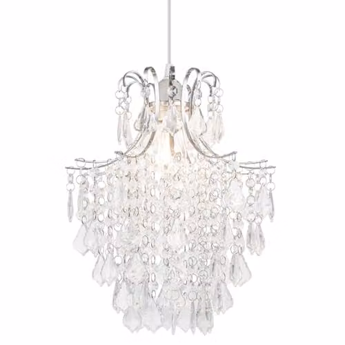 Cosylyte Jasmine Easyfit Classic Beaded Pendant Light, Transparent and Chrome, W/D/H: 28.5 x 28.5 x 34.5 cm