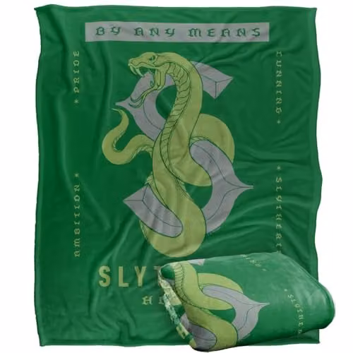 Warner Bros. Harry Potter Slytherin By Any Means Super Soft Fleece Throw Blanket, Green, W: 127.0 cm x H: 152.4 cm