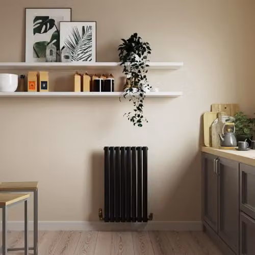 UK Radiators Omeara Black Elliptical Tube Horizontal Designer Radiator, W: 46.4 cm, H: 80.0 cm – 3