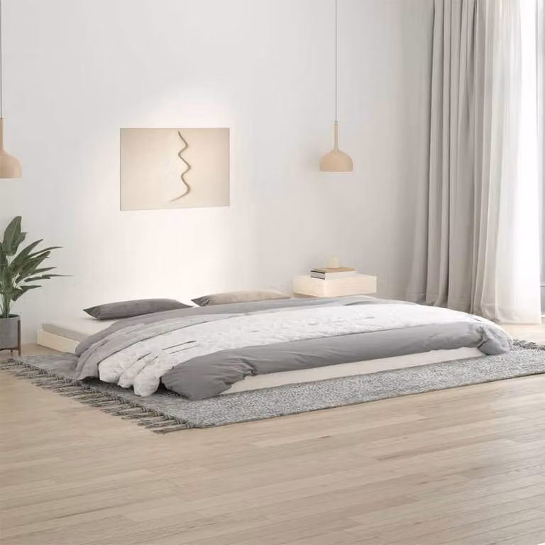 Berkfield Home Solid Wood Pine Bed Frame in White, W/D/H: 200 x 200 cm